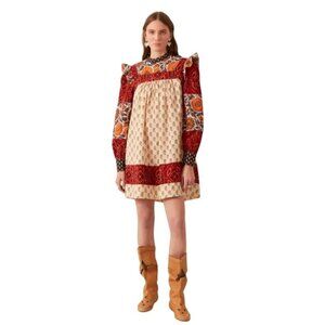 Alix of Bohemia Women's Dress S Sofia Patchwork Floral Long Sleeve Boho Hippie